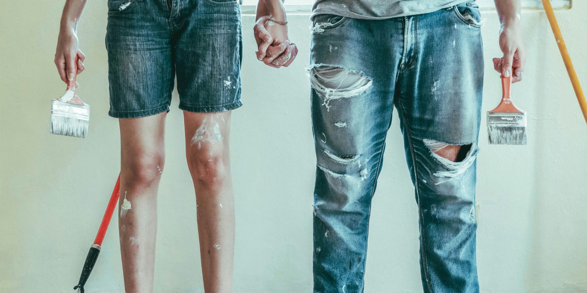 A young couple DIYs the painting phase of a home remodel in Durham, NH