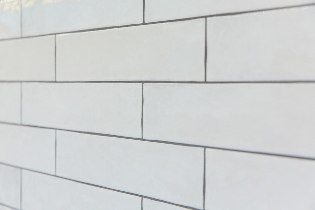 Closeup of white subway tile backsplash in Rye, NH