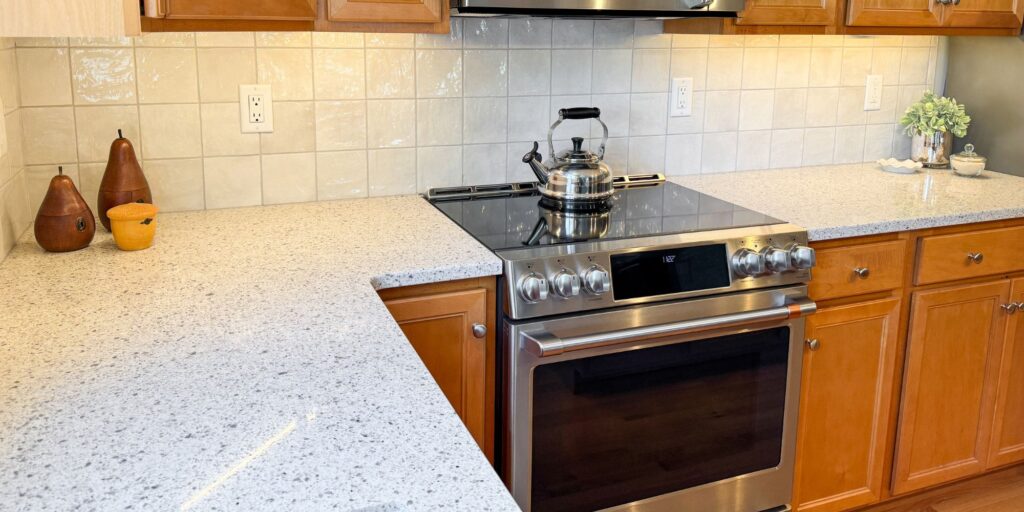Custom Zellige tile backsplash in a Rye, NH kitchen remodel