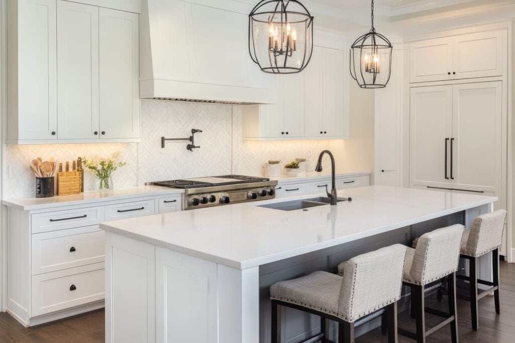 Cozy kitchen with warm decor and updated lighting in Portsmouth, NH