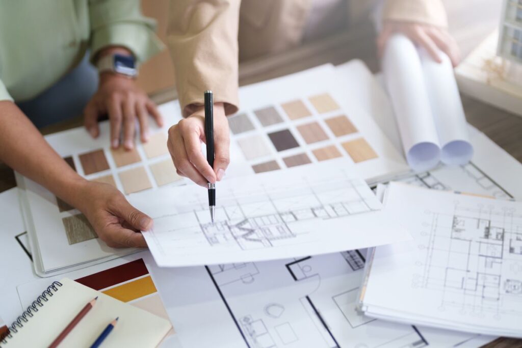 Homeowners go over design selections for their home renovation in Exeter, NH