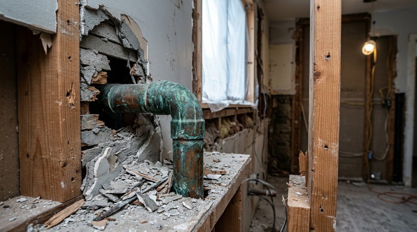 Behind-the-Walls Plumbing in Kitchen Demo kitchen remodeling - Rothrock Kitchen & Bath Remodeling